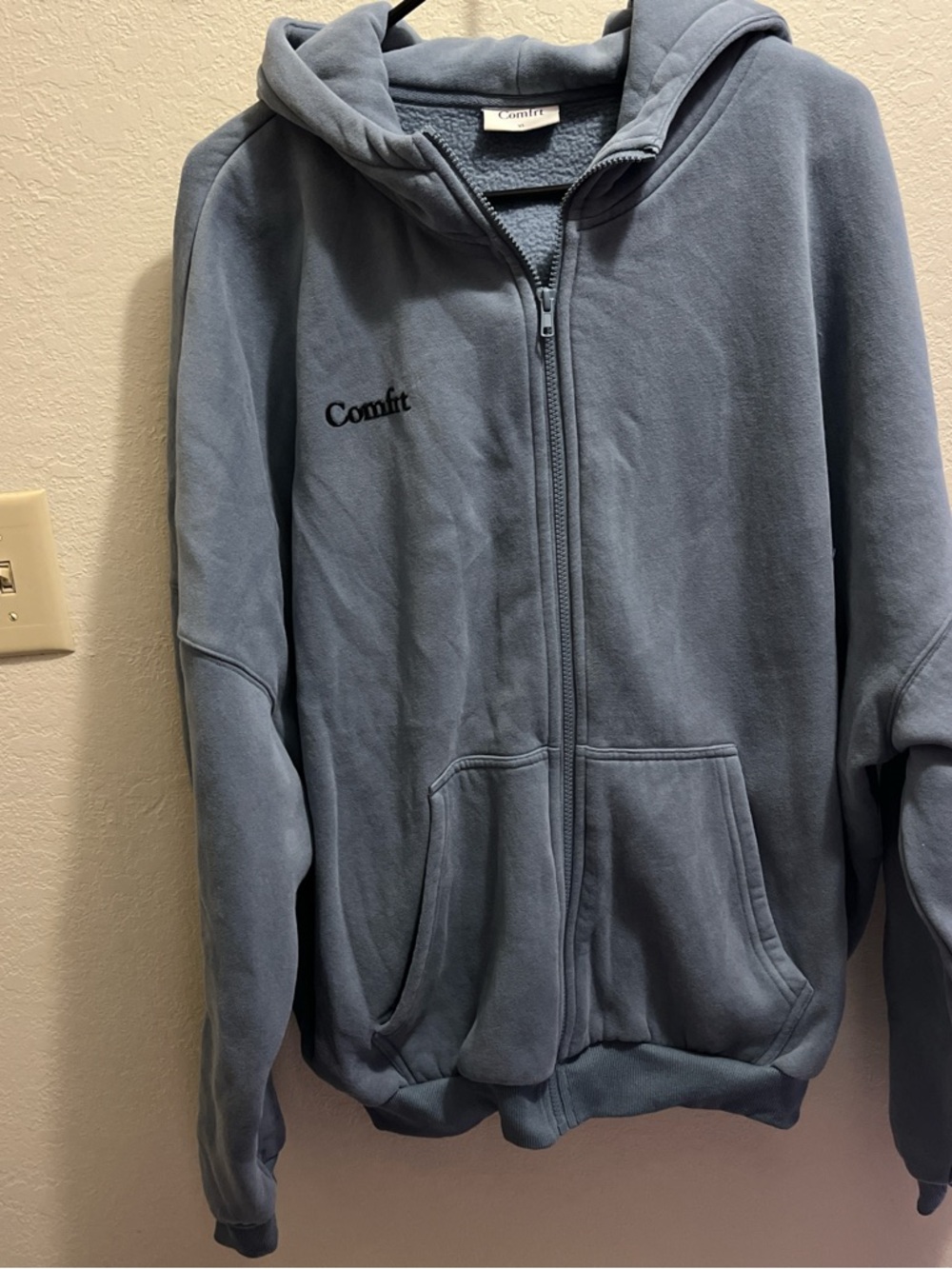 Blue Zip-Up Hooded Sweatshirt